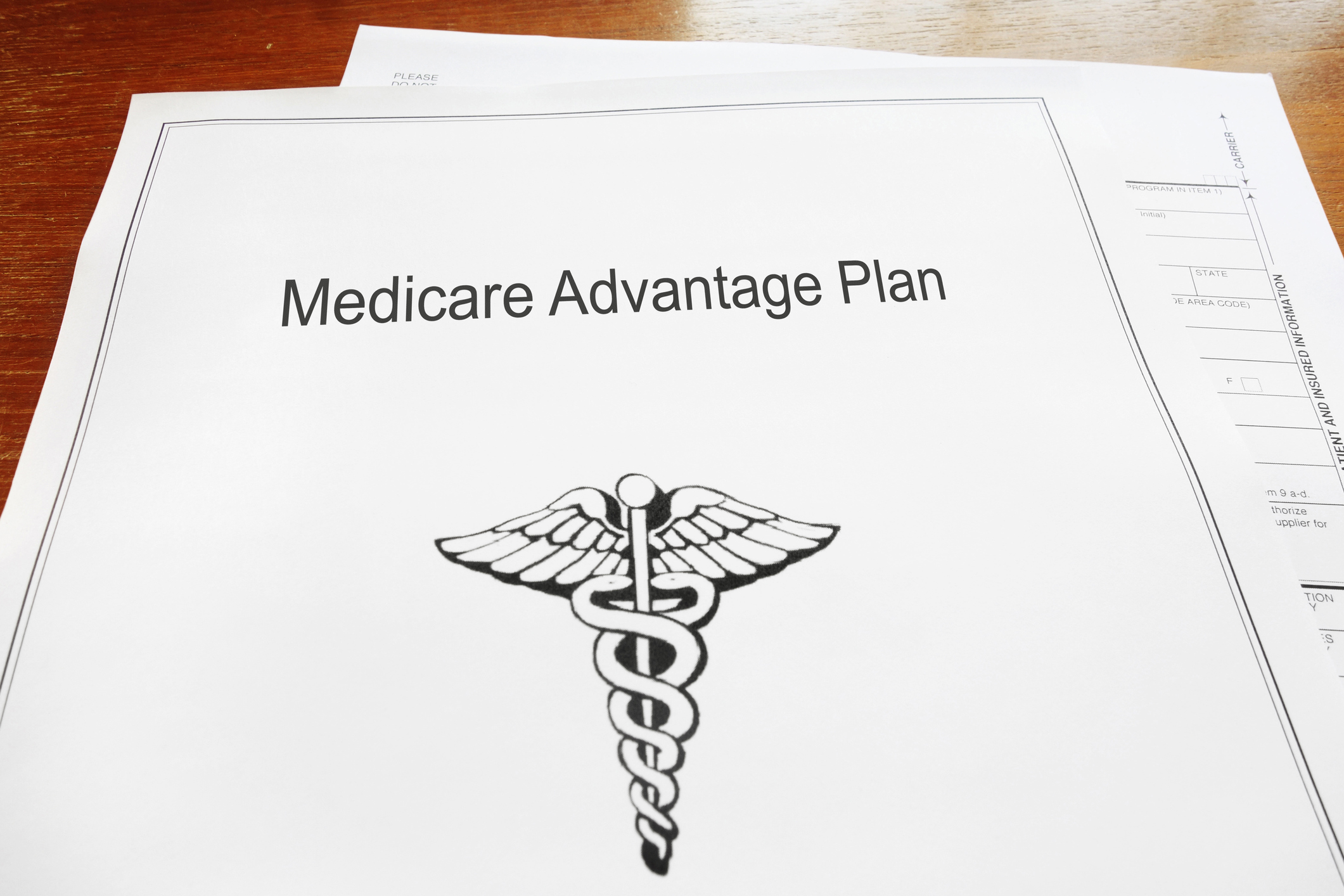 Medicare Advantage retirement healthcare document on a desk